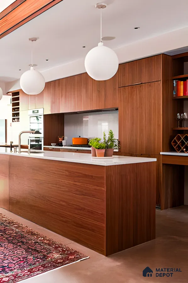 Mid-Century Modern Kitchen with Warm Wood Accents | Material Depot