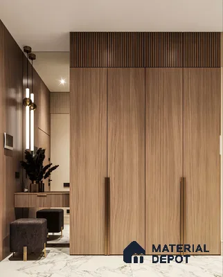 Mid-Century Sophistication: Sleek Wooden Wardrobe | Material Depot