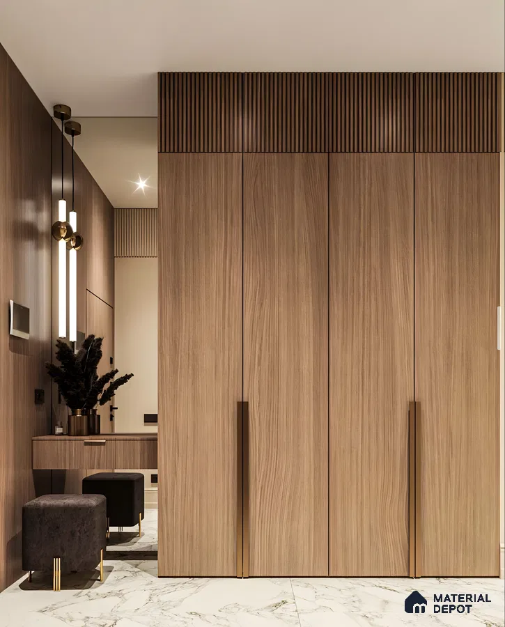 Mid-Century Sophistication: Sleek Wooden Wardrobe | Material Depot