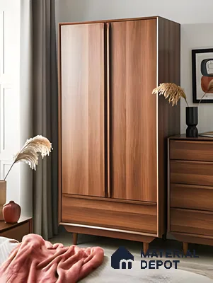 Mid-Century Sophistication: Sleek Wooden Wardrobe | Material Depot