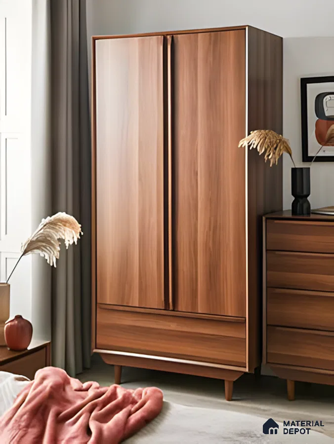 Mid-Century Sophistication: Sleek Wooden Wardrobe | Material Depot