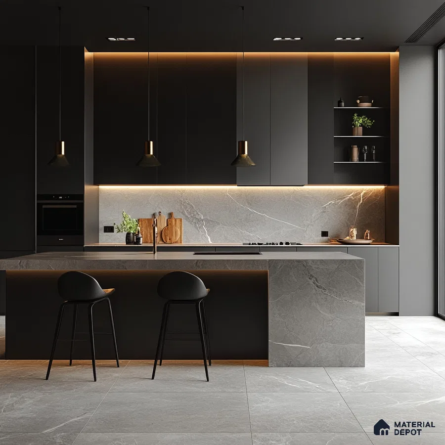 Midnight Magic: A Dark and Dramatic Modern Kitchen | Material Depot