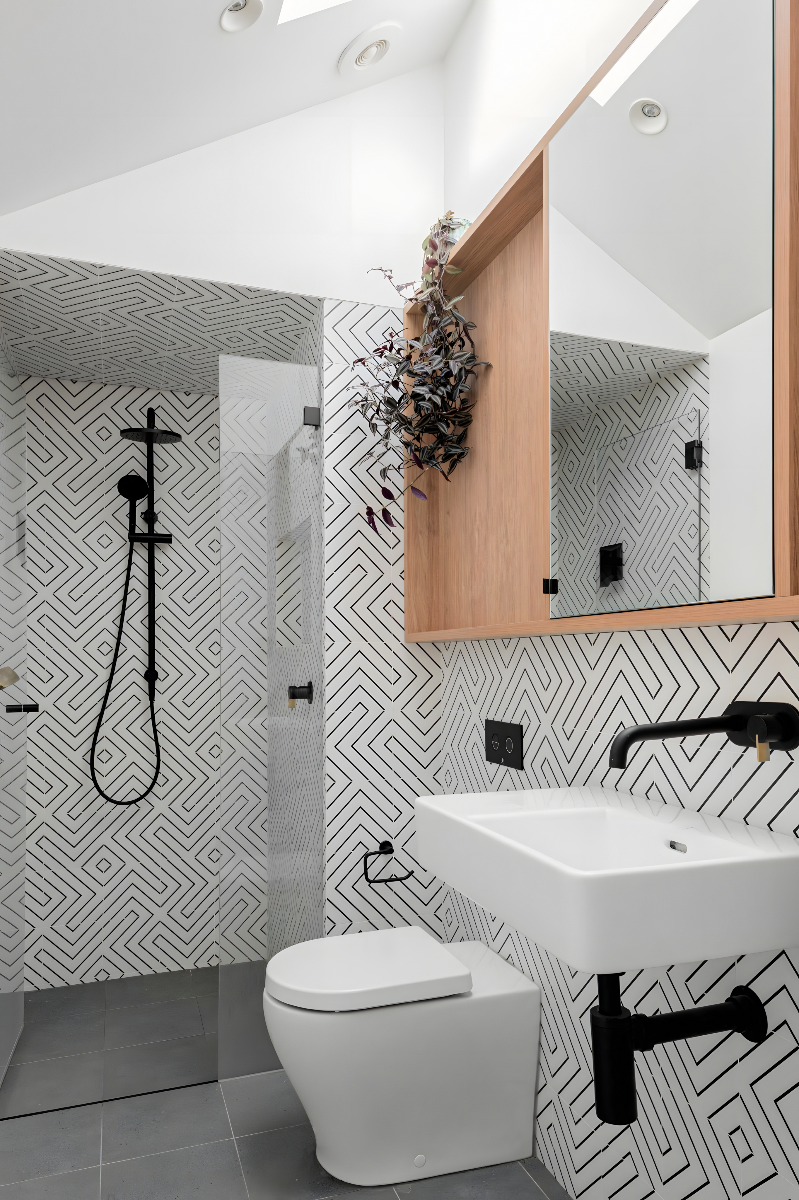 Minimalist Bathroom with Geometric Tile Accents | Material Depot