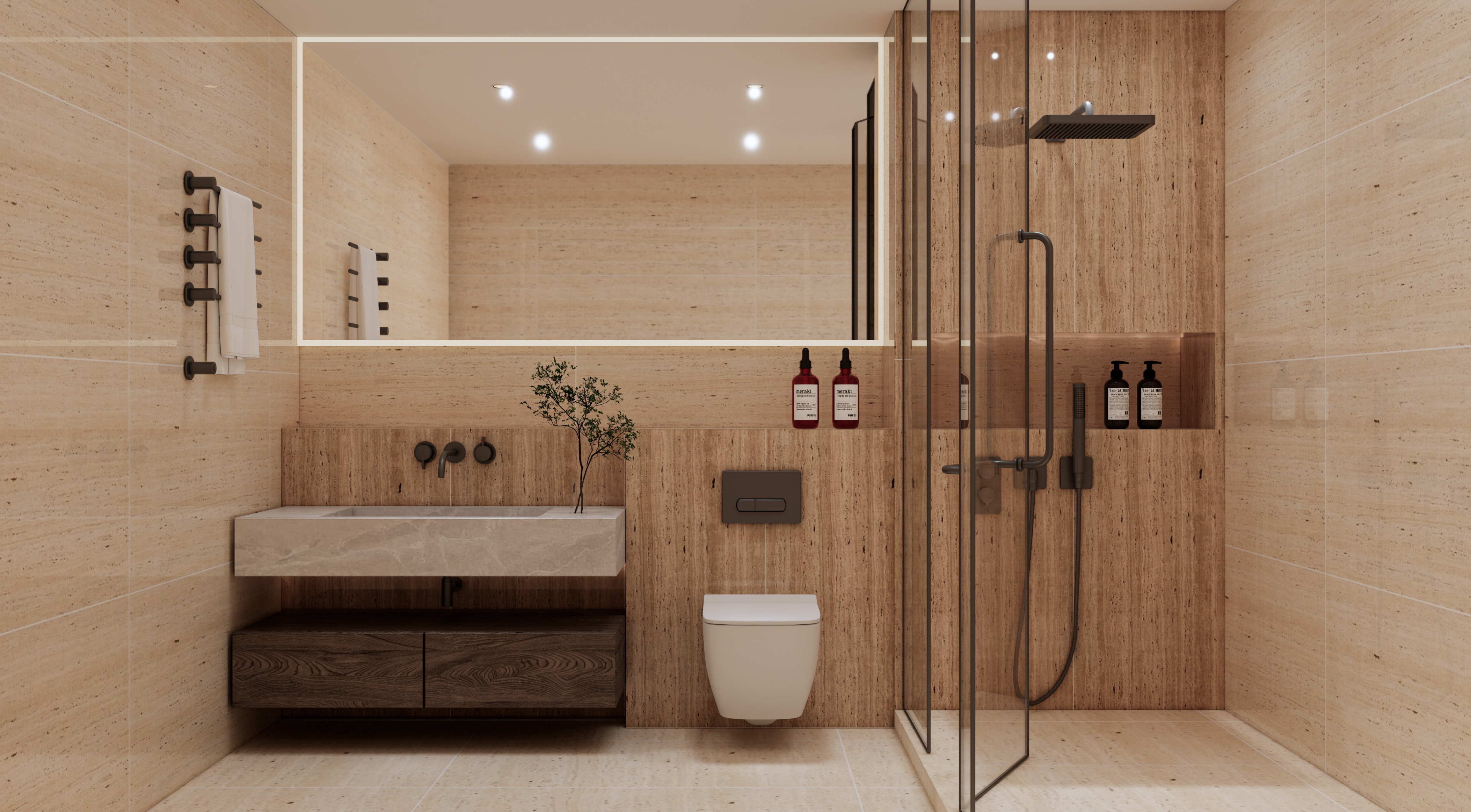 Natural Wall & Floor Tile TL 05337 B Aurelio Travertine Brown 4 ft x 2 ft Vitrified High Gloss Finish - 9 mm | Suitable for Living Room, Bedroom, Feature / Accent Walls & Highlighter Wall