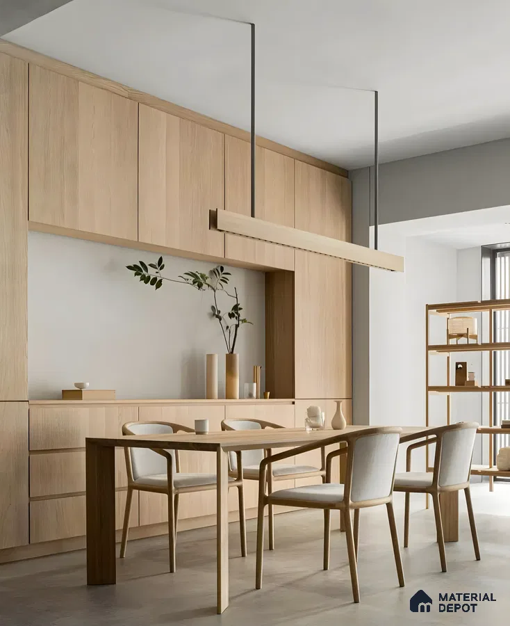 Minimalist Dining Space with Natural Wood Accents | Material Depot