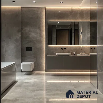 Minimalist Elegance: Streamlined Bathroom Design with Sleek Gray Tones | Material Depot