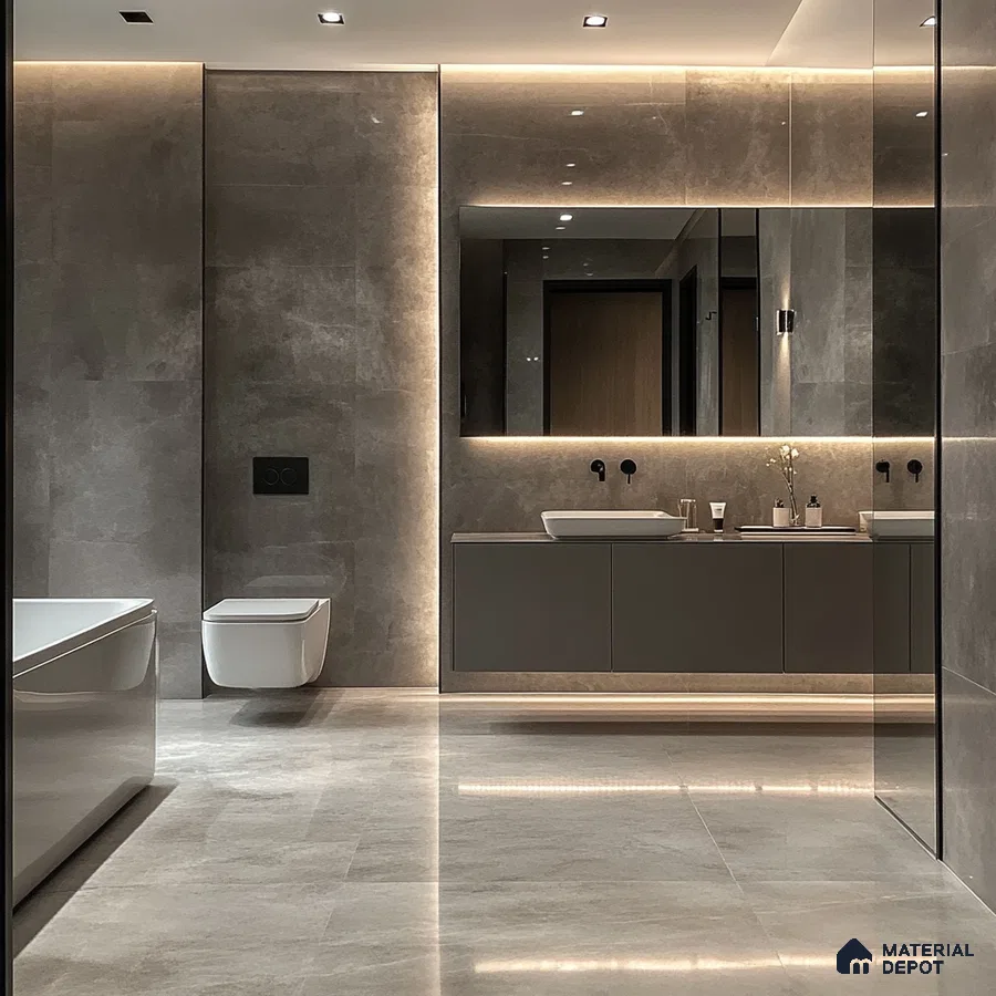 Minimalist Elegance: Streamlined Bathroom Design with Sleek Gray Tones | Material Depot