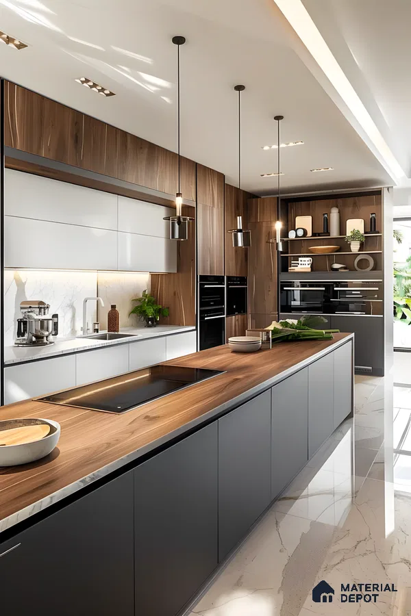 Minimalist Kitchen With High - Gloss Cabinets | Material Depot