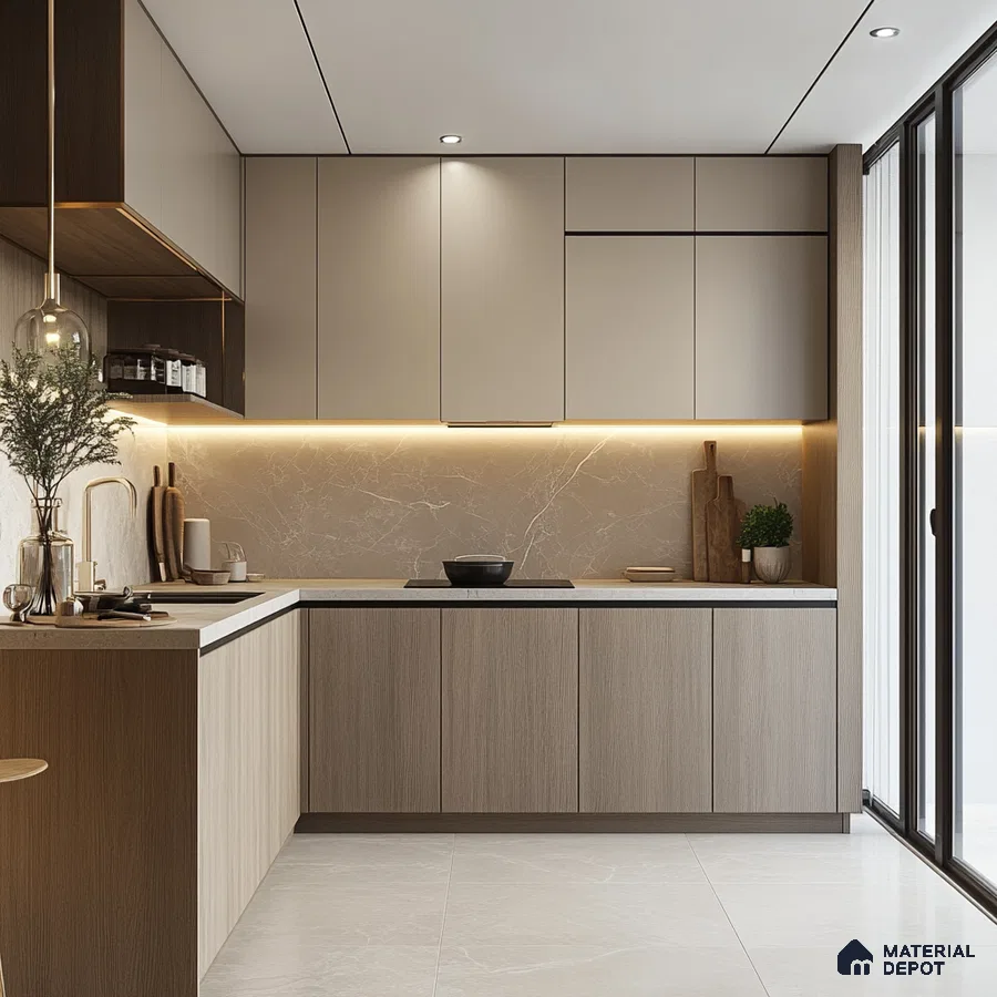 Minimalist Kitchen with Statement Marble and Neutral Tones | Material Depot