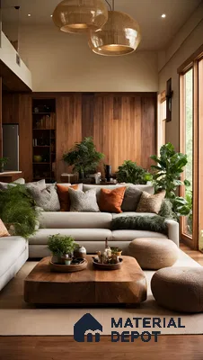 Minimalist Living Room with Earthy Tones and Natural Materials | Material Depot