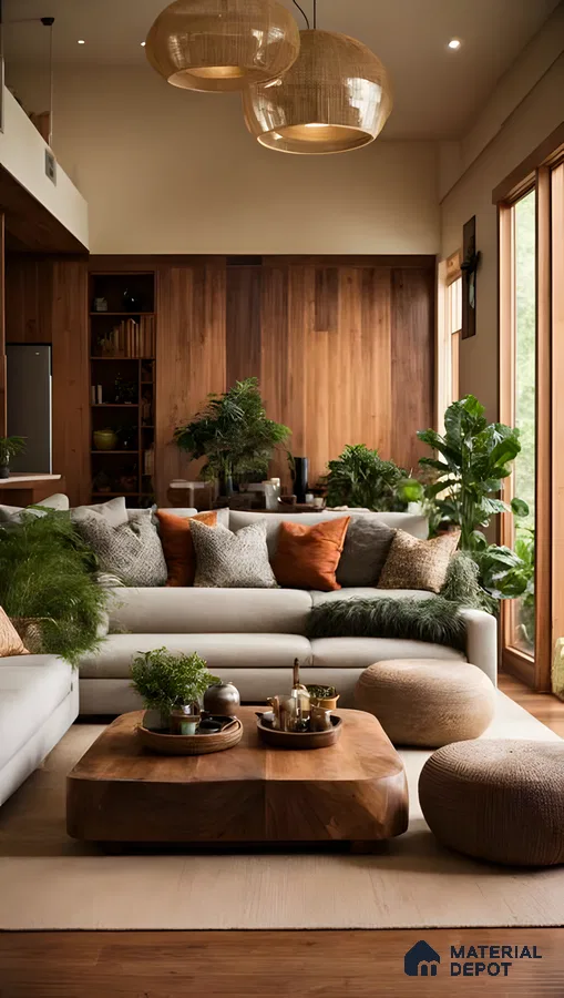 Minimalist Living Room with Earthy Tones and Natural Materials | Material Depot