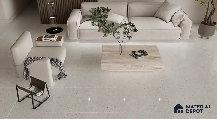Double Charge Floor & Wall Tile TL 00433 Dualcore Ice White 4 ft x 2 ft Vitrified Glossy Finish - 9 mm | Suitable for Bedroom, Living Room, Office & Bathroom Wall