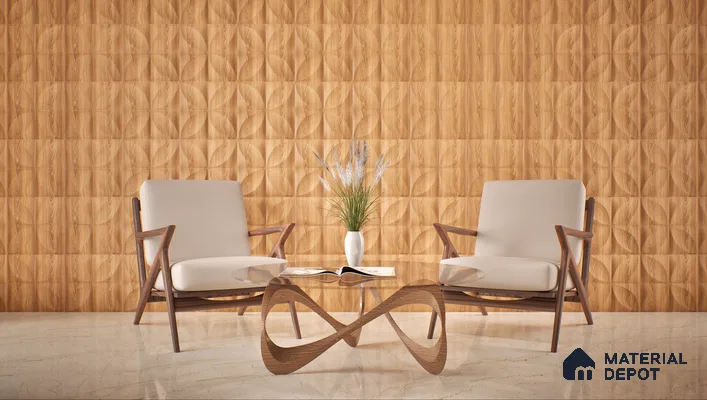 Beige Butterfly PVC Matte Finish 3D Wall Panel | 20 in x 20 in | Beech Wood - 15 mm | Suitable for Dining, Feature Wall & TV Unit | Width is Subjected to 5% Variation