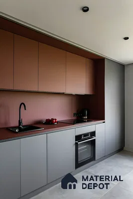 Minimalist Matte Kitchen with Earthy Tones and Grey Accents | Material Depot