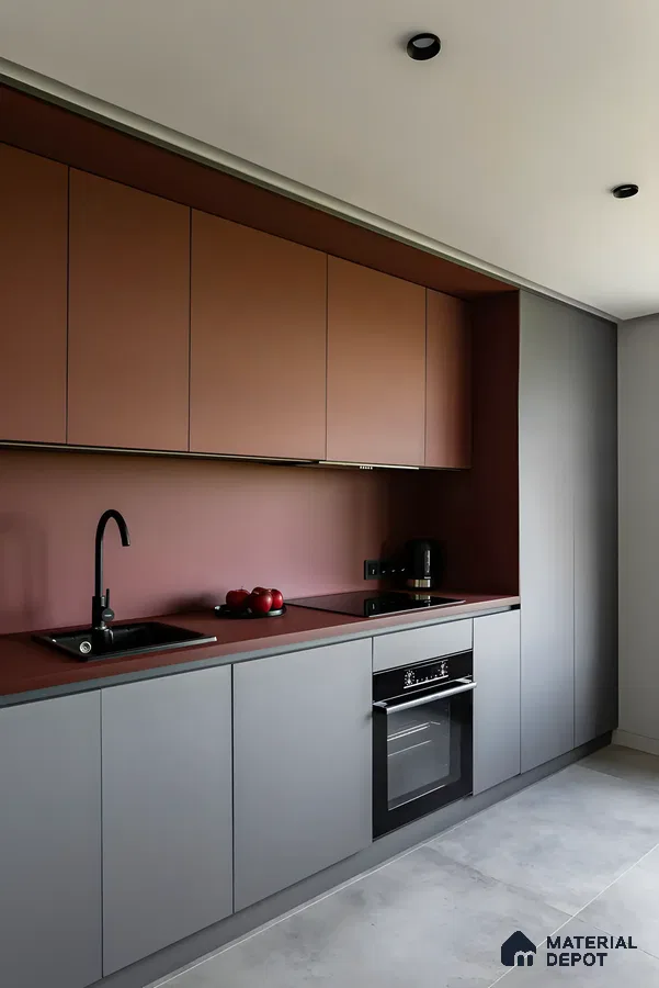 Minimalist Matte Kitchen with Earthy Tones and Grey Accents | Material Depot
