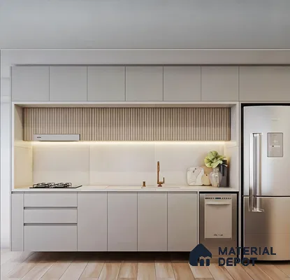 Minimalist Modern Kitchen with Sleek Neutral Finishes | Material Depot