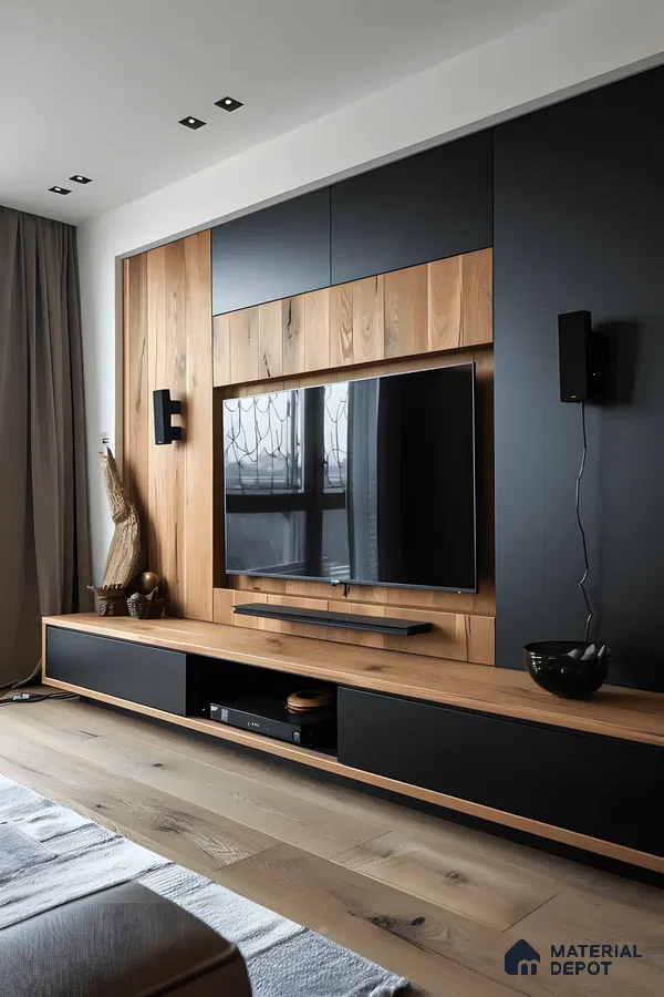 Minimalist Modern Living Room with Wood Accents | Material Depot