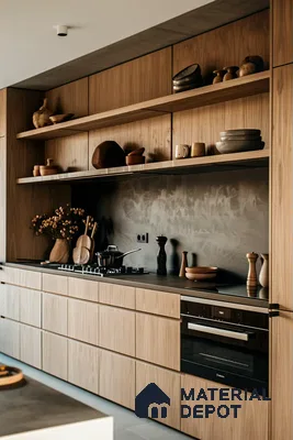 Minimalist Scandinavian Kitchen with Light Wood Cabinets | Material Depot