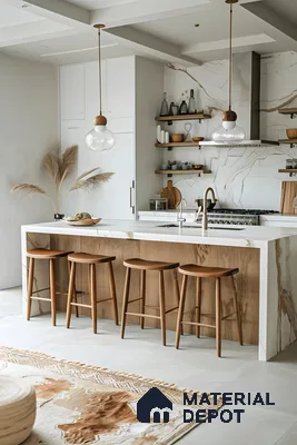 Minimalist Scandinavian Kitchen with Marble Accents | Material Depot