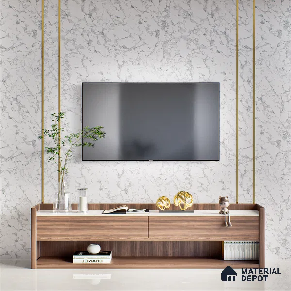 LM 16582 Frosty White 8 ft x 4 ft Matte Finish Decorative Laminate - 0.8 mm | Suitable for Living Room, Kitchen, Office