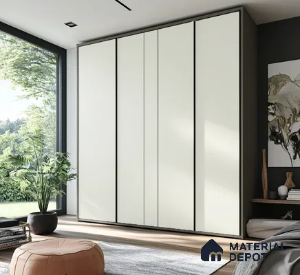 Minimalist White Matte Wardrobe for a Contemporary Spacious Bedroom | Material Depot