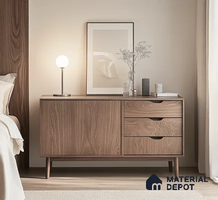Minimalist Wooden Dresser with Elegant Decor | Material Depot