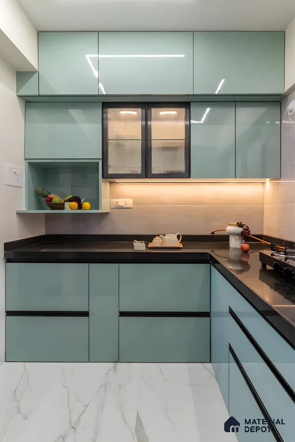 Mint Minimalism: A Fresh Blue Pop Of Pastel In A Compact Urban Kitchen | Material Depot