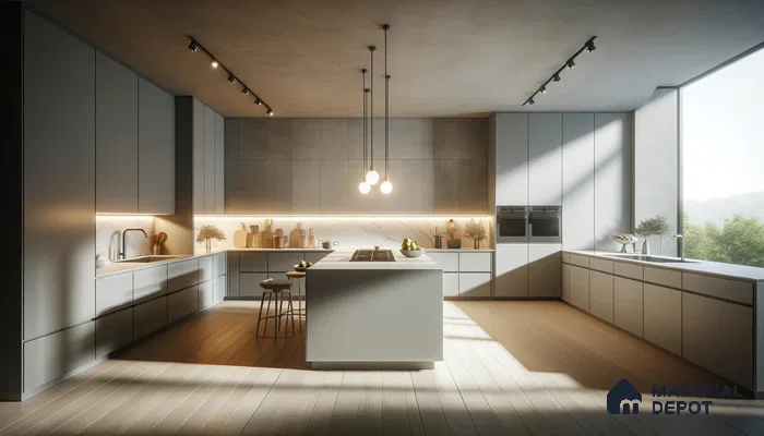 Mod minimalist kitchen with matte finish concrete laminates | Material Depot