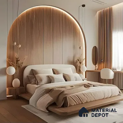 Modern Arch Bedroom with Warm Neutral Tones | Material Depot