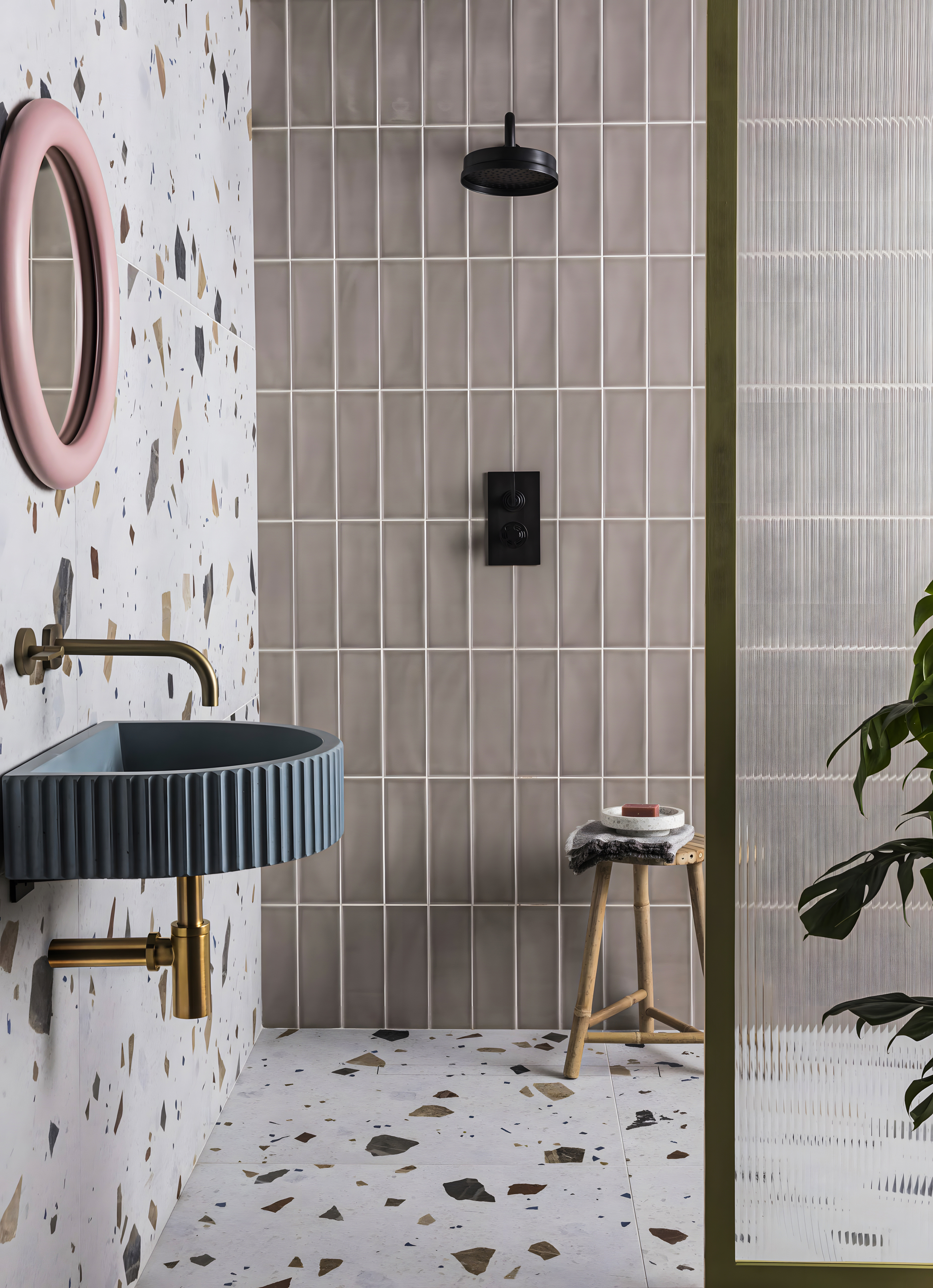 Modern Artistic Bathroom with Playful Terrazzo and Soft Pastels | Material Depot