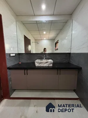 Modern Bathroom Vanity with Large Mirror in Bengaluru | Material Depot