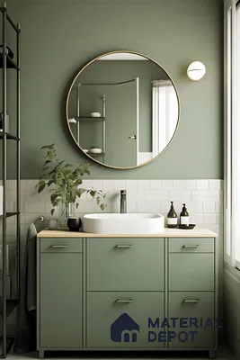 Modern Bathroom Vanity with Sage Green Cabinetry | Material Depot