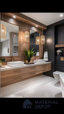 Modern Bathroom with Black and White Tiles | Material Depot