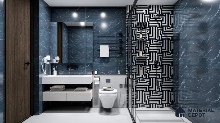 Cement Floor & Wall Tile TL 05520 E Prestige Imperial Bianco 2 ft x 4 ft Vitrified Matte Finish - 9 mm | 4 Random Design | Suitable for Living Room, Bedroom, Bathroom