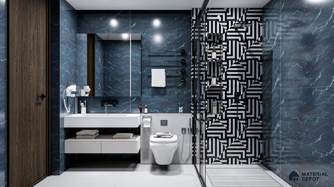 Cement Floor & Wall Tile TL 05520 E Prestige Imperial Bianco 2 ft x 4 ft Vitrified Matte Finish - 9 mm | 4 Random Design | Suitable for Living Room, Bedroom, Bathroom