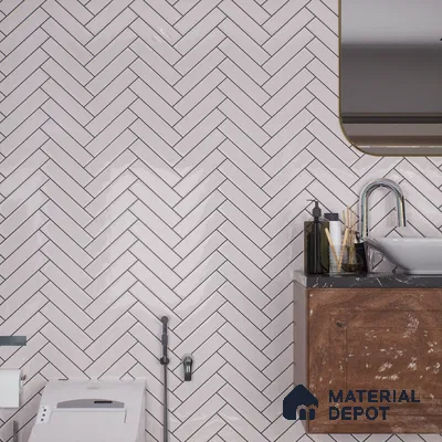 Modern Bathroom with Chevron Pattern Tiles | Material Depot