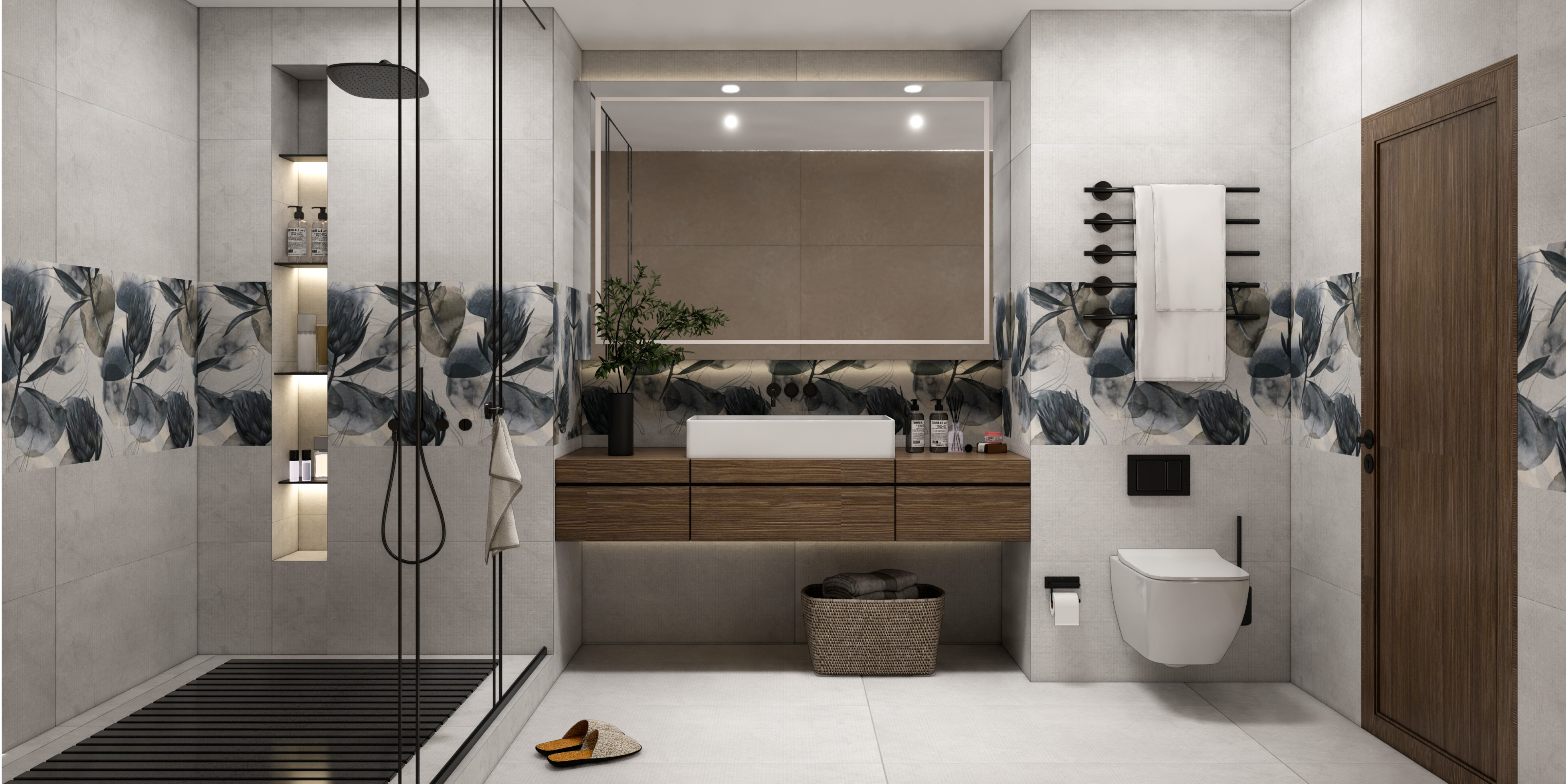 Floral Wall Tile TL 05513 B Prestige Elite Silver Decor 2 ft x 4 ft Vitrified Glue Matte Finish - 9 mm  | Suitable for Living Room, Bedroom, Bathroom