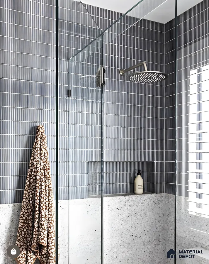 Modern Bathroom with Gray Subway Tiles | Material Depot