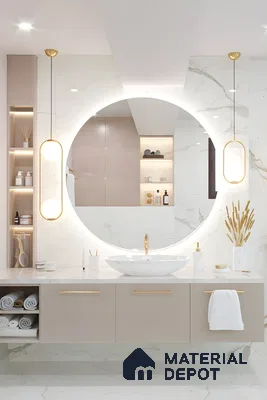 Modern Bathroom with Marble and Laminate Accents | Material Depot