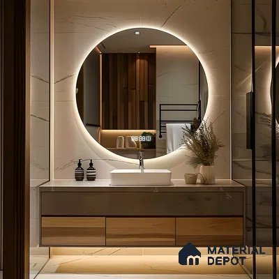 Modern Bathroom with Marble and Wood Accents | Material Depot