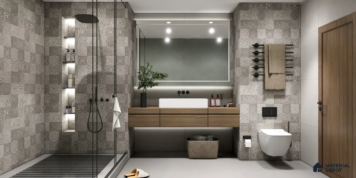 Carving Floor & Wall Tile TL 05457 Neolith Grey 2 ft x 4 ft Vitrified Rustic Carving Matte Finish - 9 mm | 6 Random Design | Suitable for Living Room, Bedroom, Bathroom, Kitchen