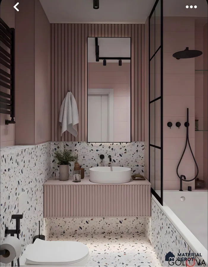 Modern Bathroom with Pink Accents | Material Depot