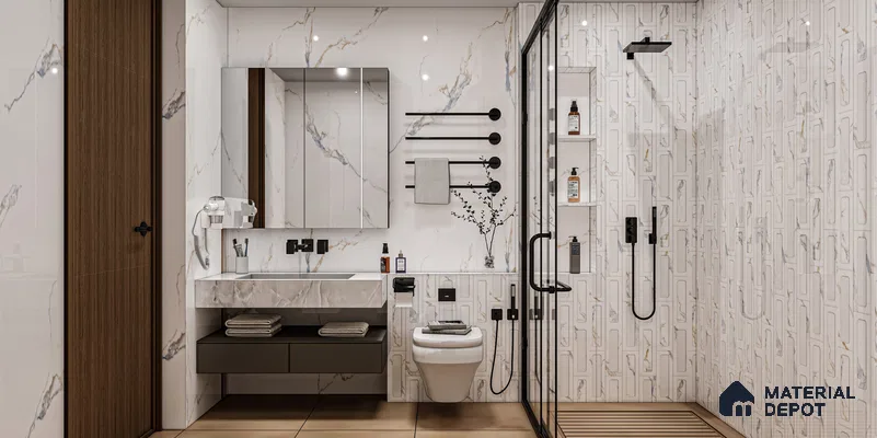 Modern Bathroom with Subtle Geometric Accents | Material Depot