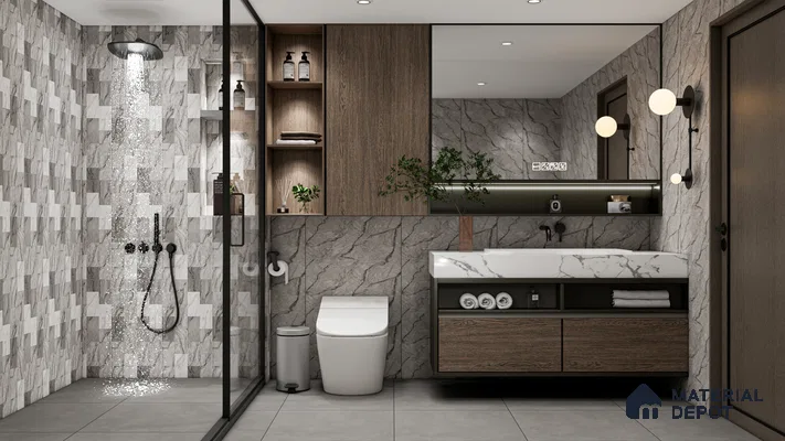 Cement Wall & Floor Tile TL 04672 H Nimbus Oyster Beige washed/weathered Surface 2 ft x 2 ft Porcelain Matte Finish 8 mm | Suitable for Living Room, Bedroom, Bathroom, Kitchen & Balcony