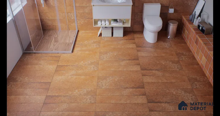 Modern Bathroom with Warm Golden Tiles | Material Depot
