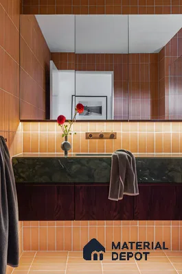 Modern Bathroom with Warm Terracotta Tiles | Material Depot