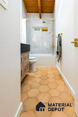 Modern Bathroom With White Subway Tiles | Material Depot