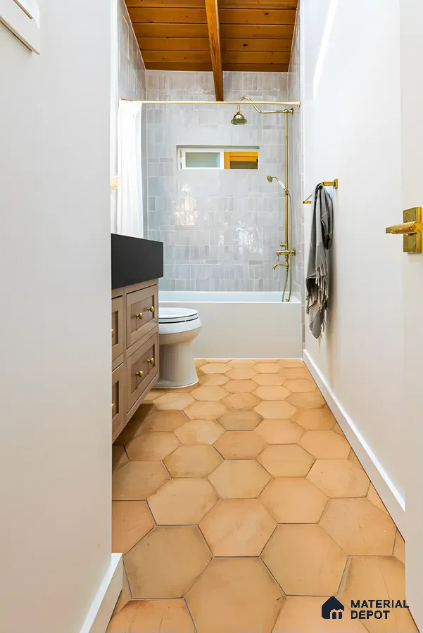Modern Bathroom With White Subway Tiles | Material Depot