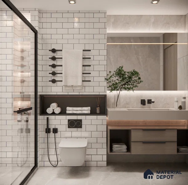 Faux Subway Wall Tile TL 05293 B Splendore Linea Gris 2 ft x 1 ft Ceramic Glossy Finish - 9 mm | Suitable for Kitchen, Bathroom & Balcony Walls | Please Expect a Slight Variation of Pattern