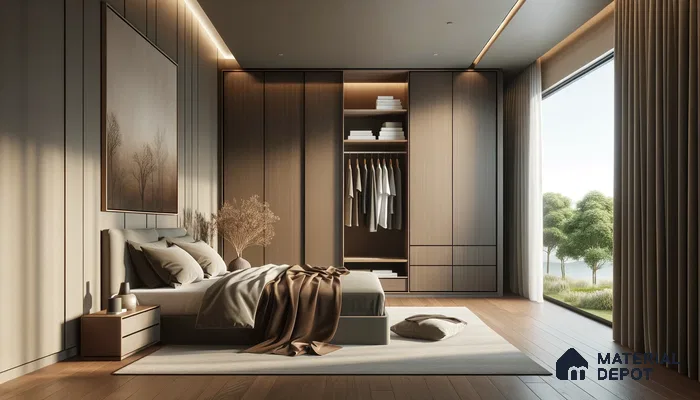 Modern Bedroom Blending Warmth with Structural Symmetry | Material Depot